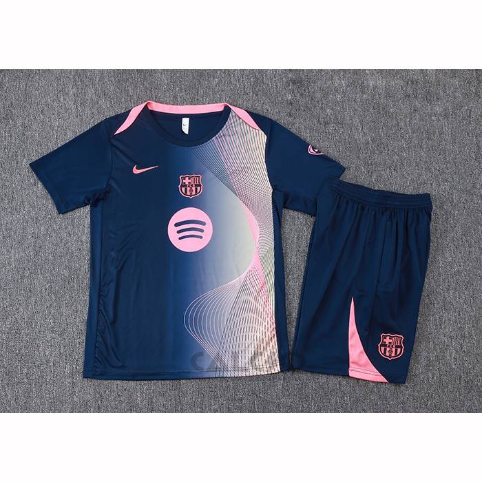Tuta da Track FC Barcellona Manica Corta 2025-2026 Blu Rosa - Pantaloncini